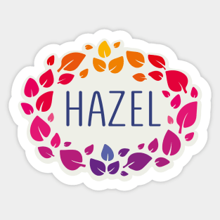 Hazel name with colorful leaves Sticker